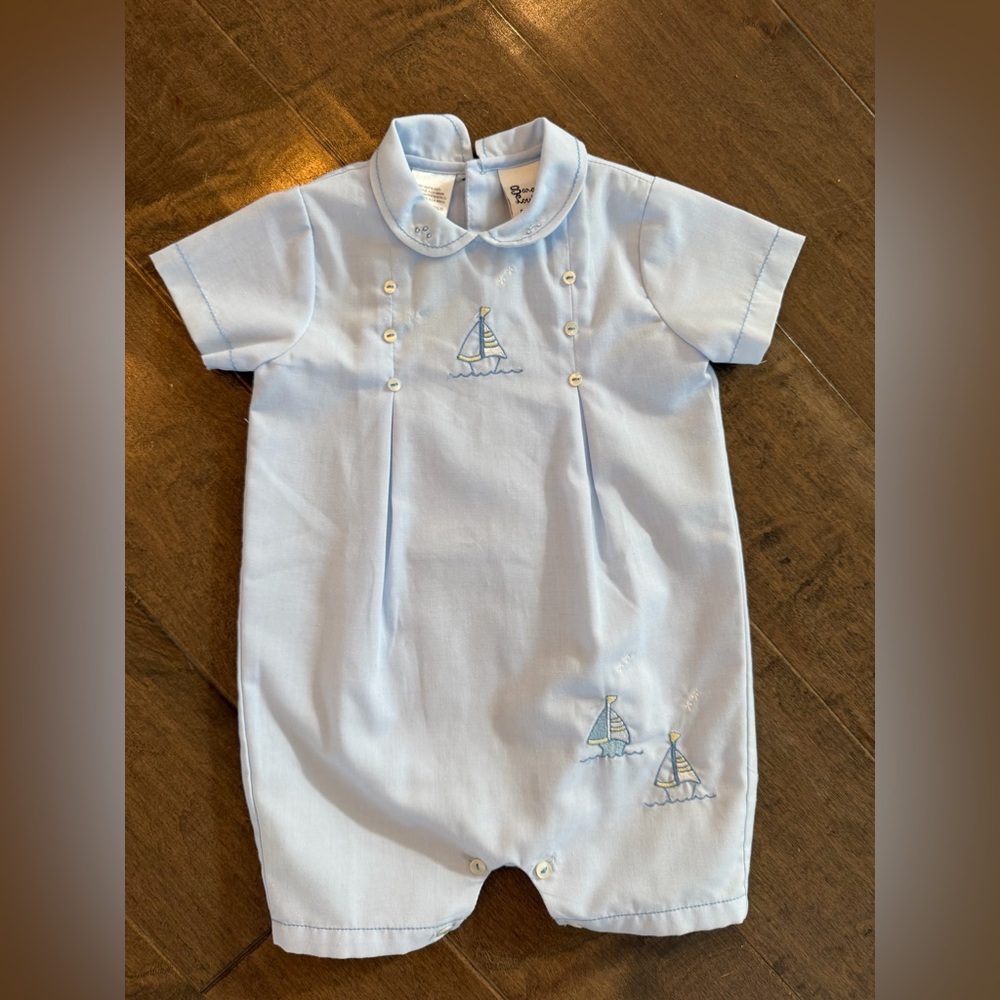 Sarah Louise baby boy sailboat romper